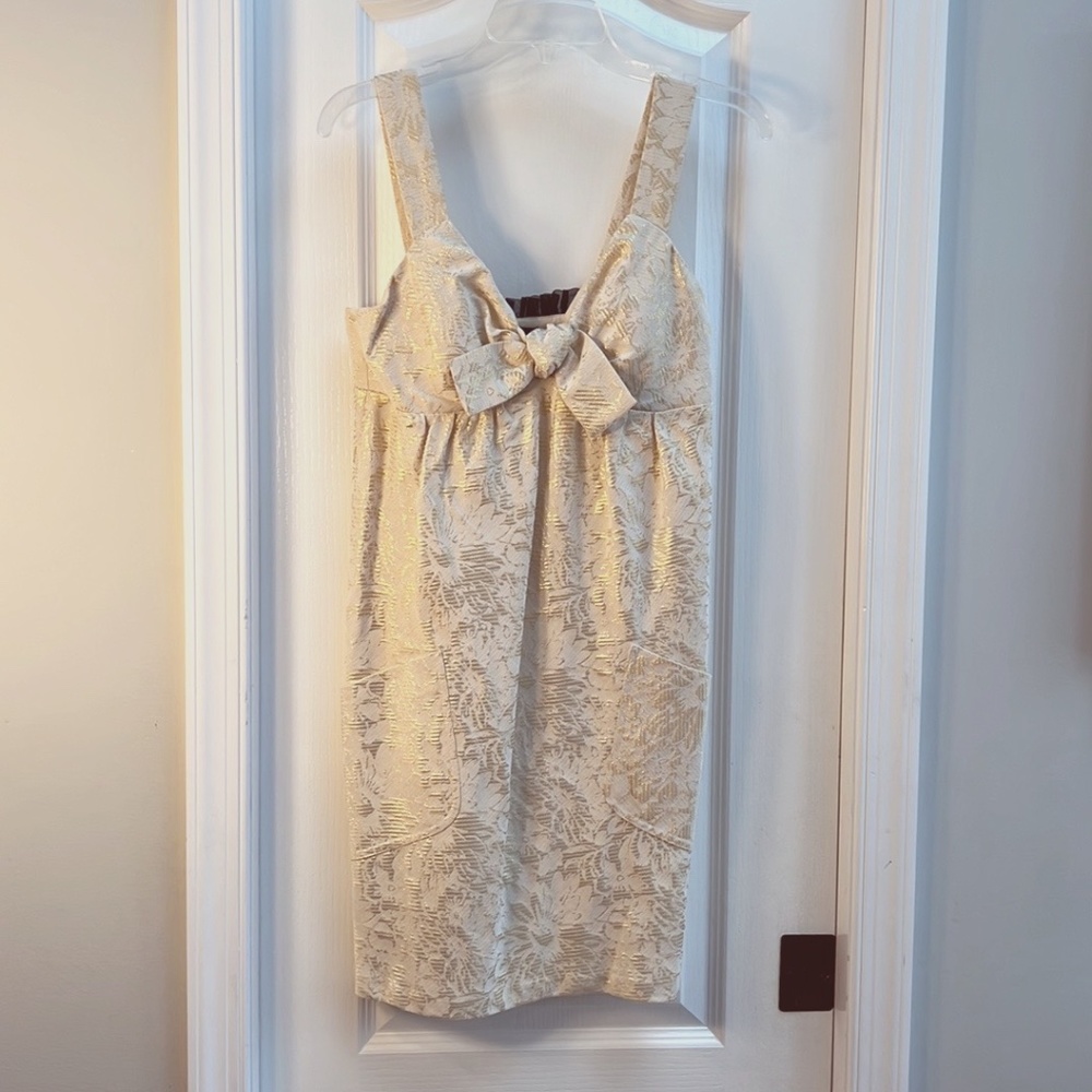 BCBG cream and gold dress